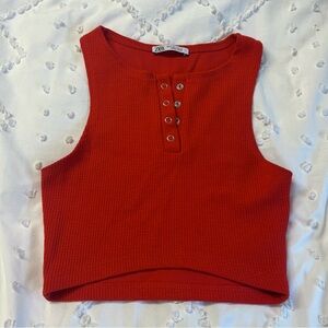Zara Bold Red Crop Top